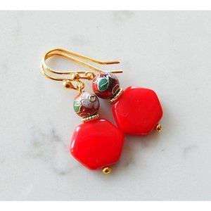 Red Floral Earrings